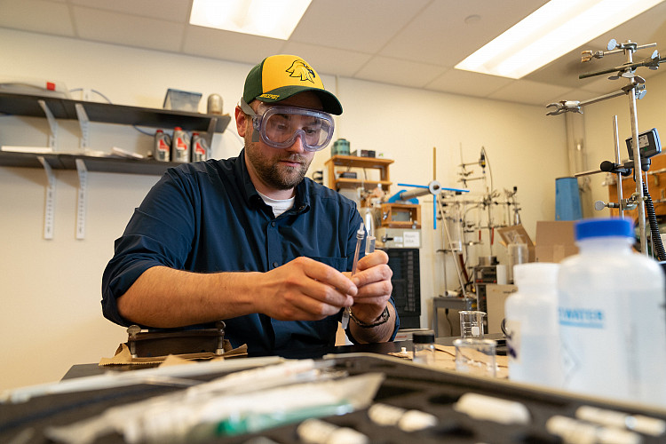Student conducting research in a lab