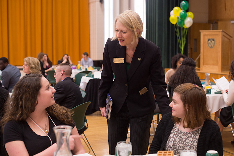 President Macpherson speaking to students.
