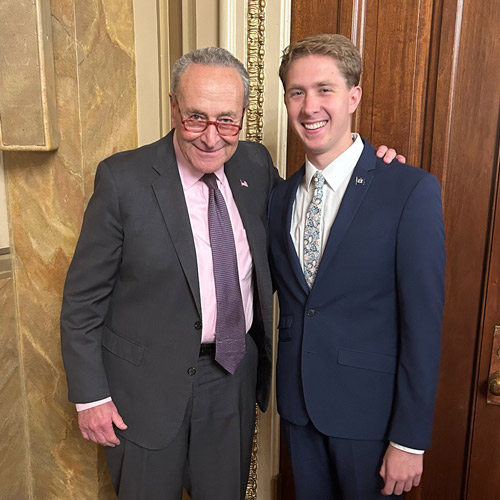 Senator Chuck Schumer (left) and Ian Klenk (right)