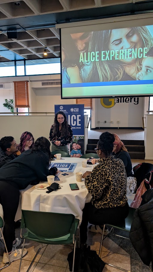 Students engage in an interactive activity to learn about ALICE populations.