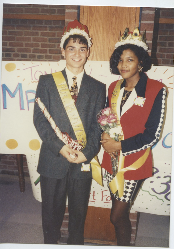 Old photo of king and queen of Homecoming.