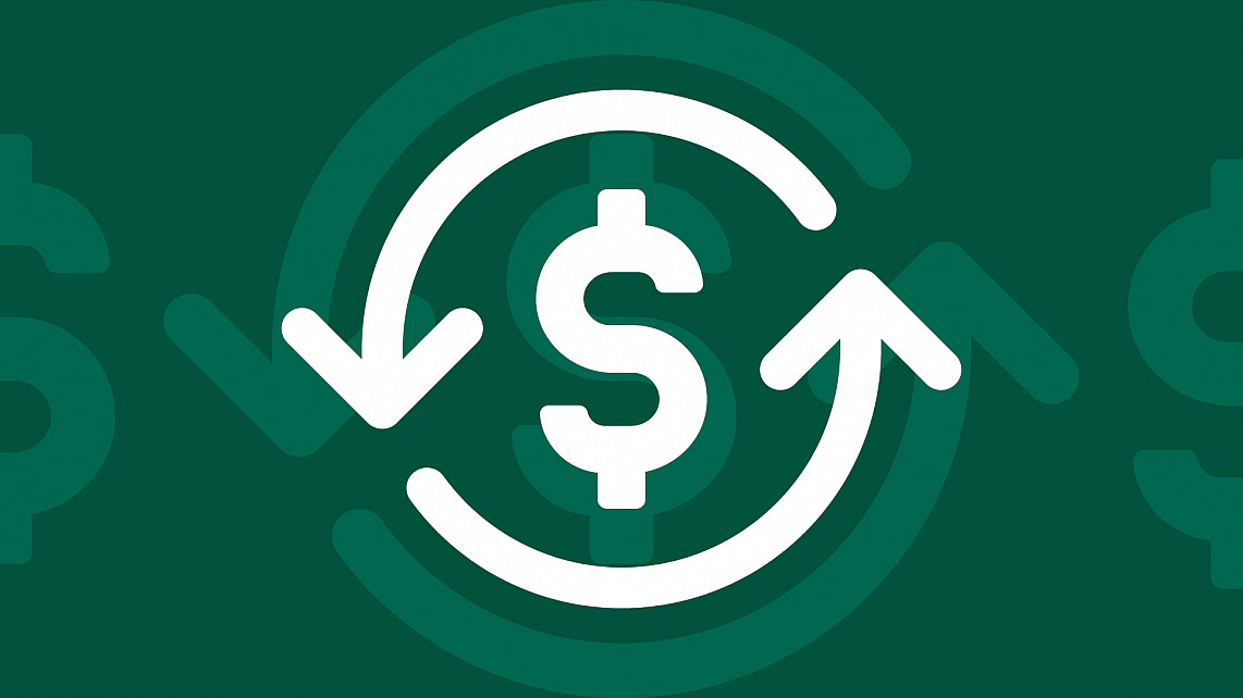 graphic of a dollar sign over a green background.