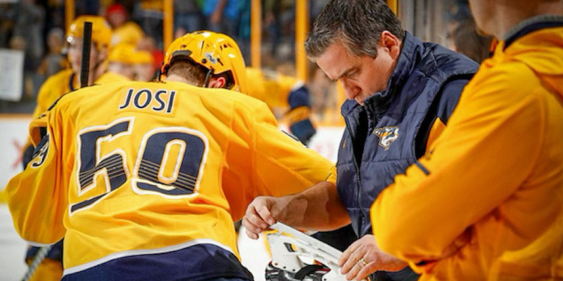 Pete Rogers '89 equipment manager of the NHL's Nashville Predators.