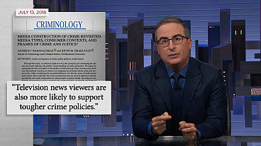 Screenshot from Last Week Tonight with John Oliver showing Dr. Baranauskas research cited on while John Oliver discusses the content