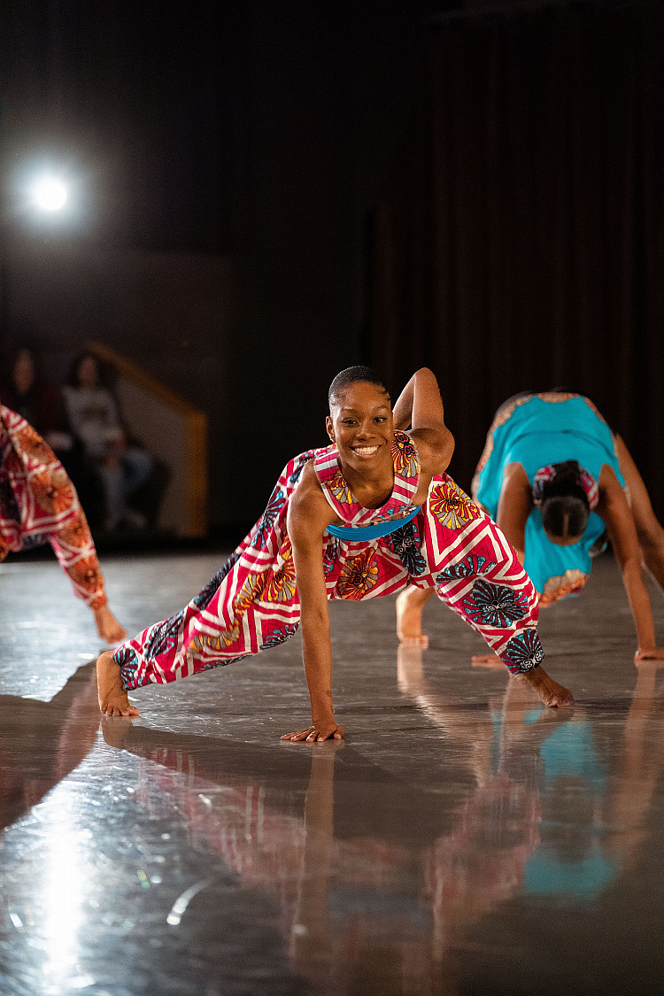 Students performing for Sankofa