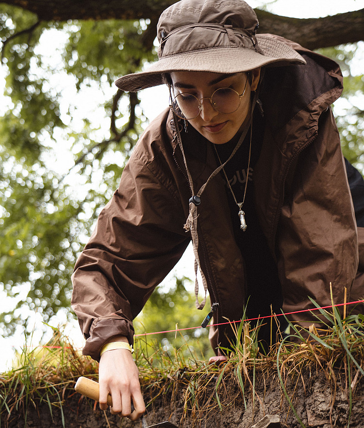 Student conducting field research