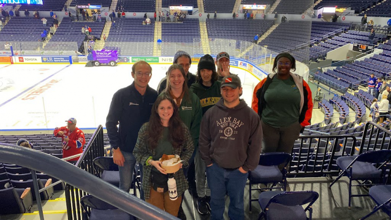 Earth Science club members at the Amerks hockey game at the Blue Cross Arena
