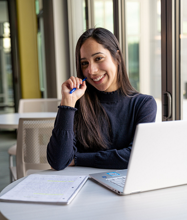 Student studying in Eagle Hall