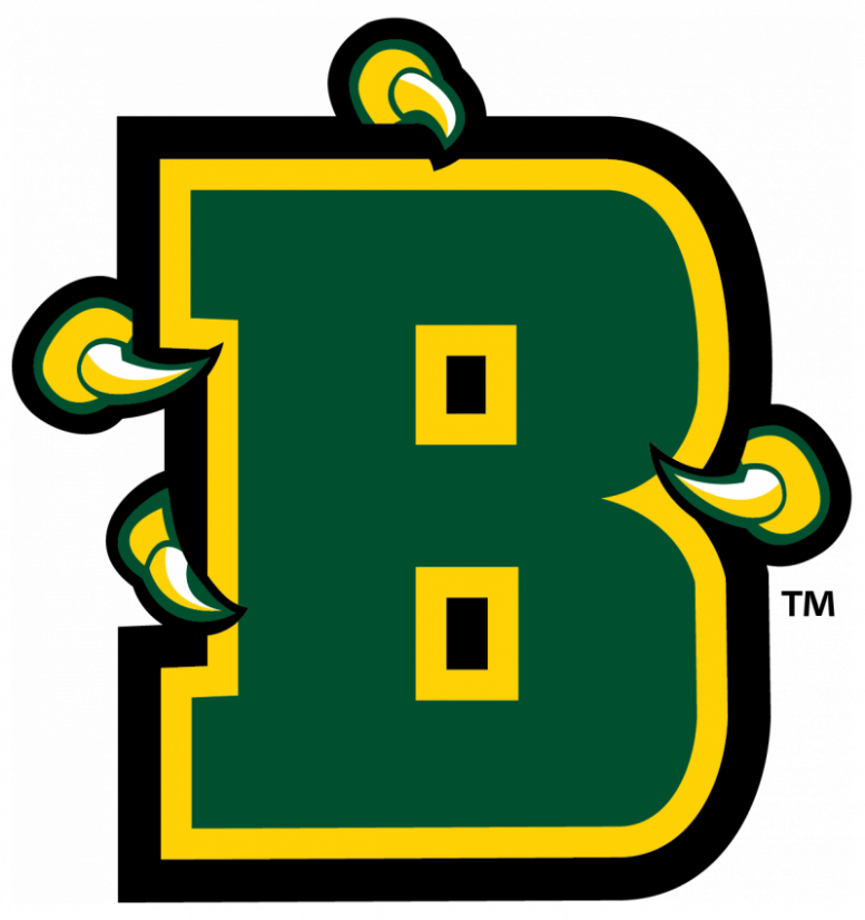 green and gold B with talons around