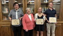 A photo of David Sanchez-Gamboni (First Place), Mary Jo Orzech, Dinah Gifford (Third Place) & Drew Johnston (Second Place)