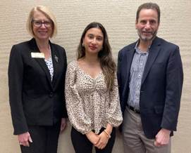 President Macpherson, Sharvani Regmi -  Marion J. Wells Library Service Award winner, Provost Abraham
