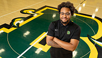 Jalen Carthens in the SUNY Brockport gym