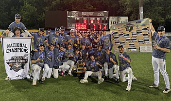 SUNY Brockport's Club Baseball team celebrating their 2026 NCBA World Series win.