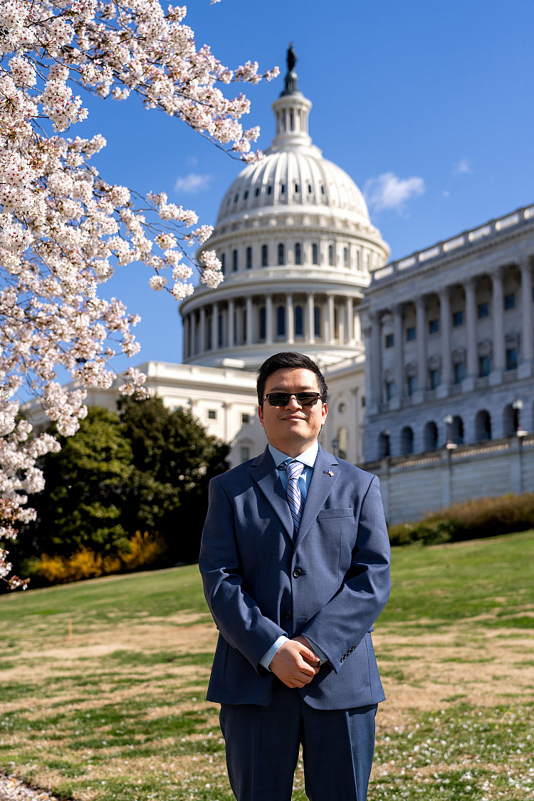 With the D.C. cherry blossoms